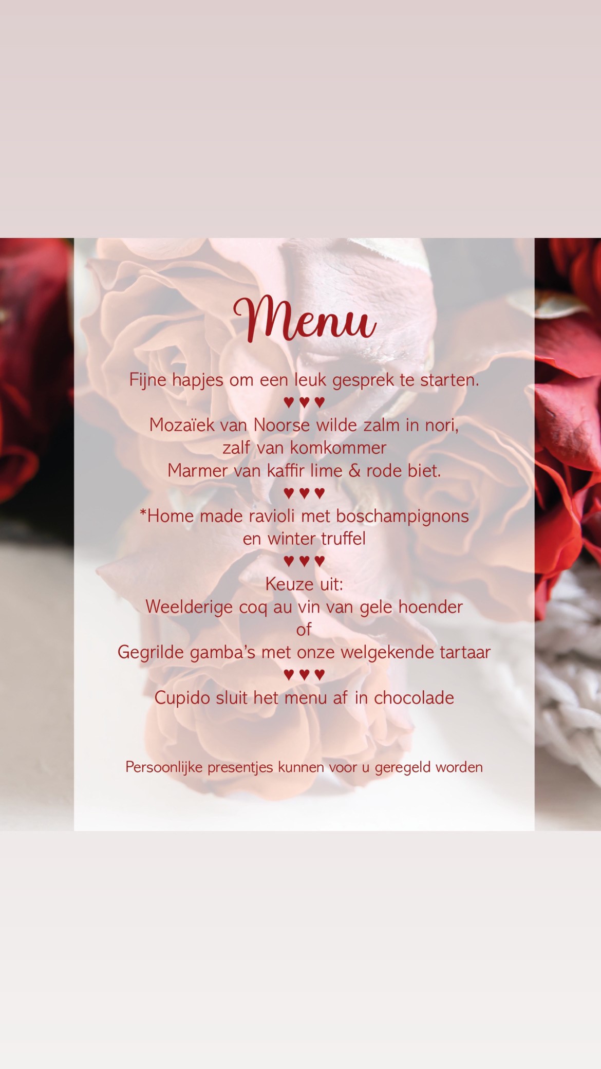 Valentijnsacties - patio menu