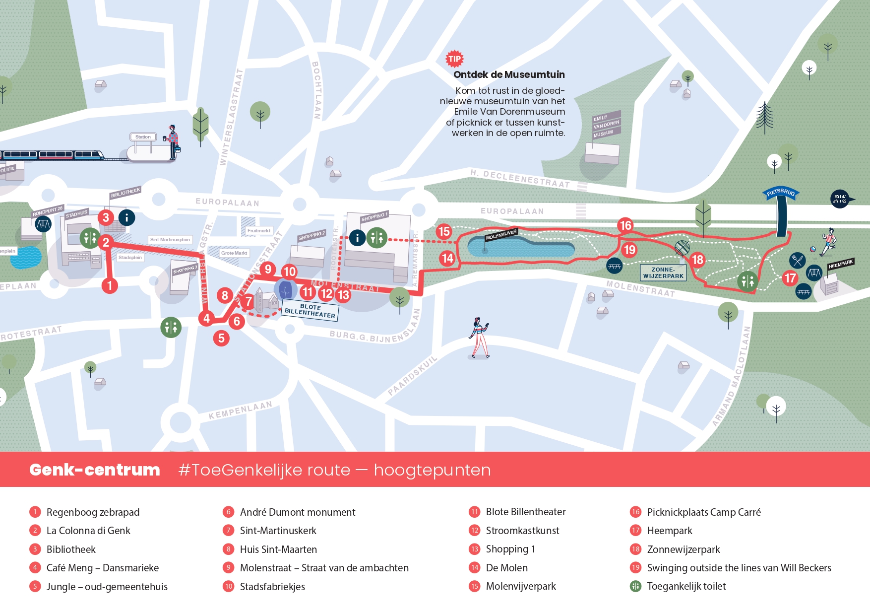 Kaart toegenkelijk route - Centrum